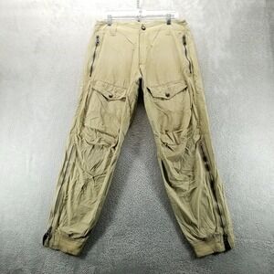Griffin Baggies Pants Mens L Tan Cargo Trousers Ankle Zip Rave‎ Combat Military